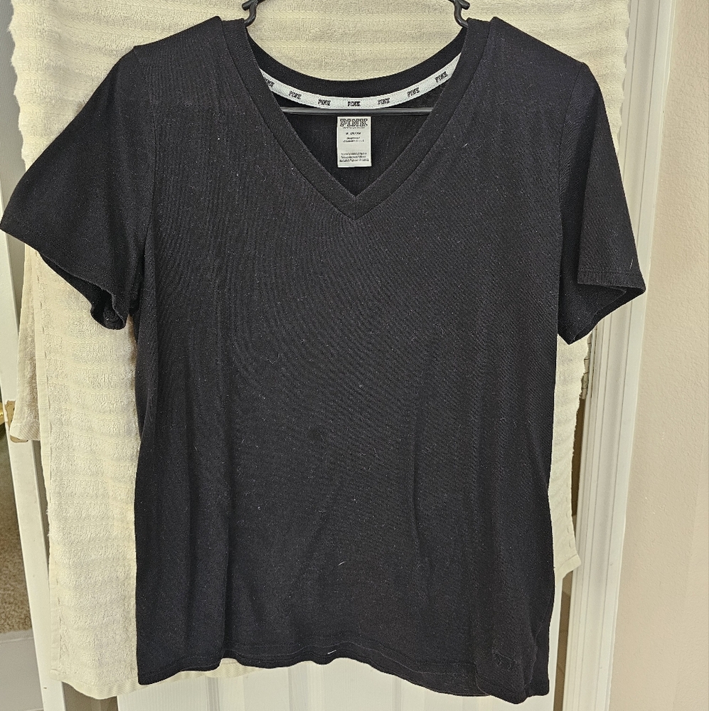 VS PINK black V-neck top